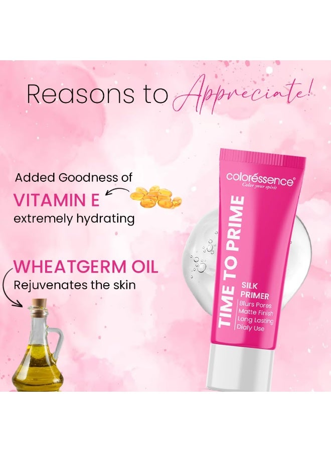 Coloressence Time to Prime Silk Primer for Face Makeup, 30ml | All Skin Types | Blurs Pores | Matte Finish | Long Lasting | Lightweight | Enriched with Vitamin E & Wheatgerm Oil Extracts - Image 4